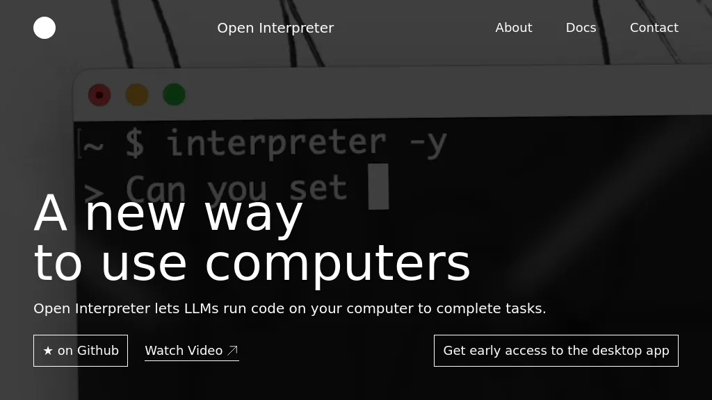 Open Interpreter Agent's User Interface